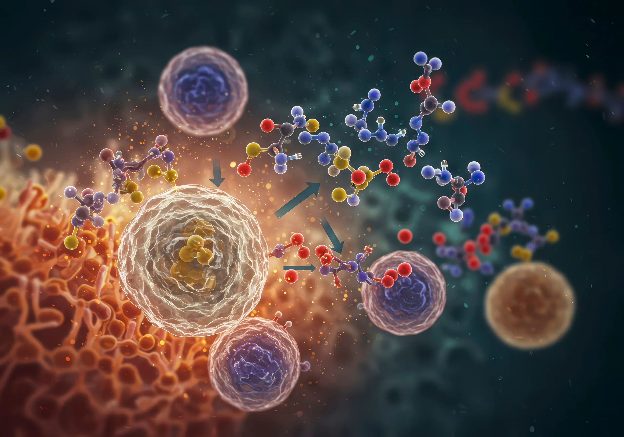 Digital Illustration of Dupilumab Anti-Inflammatory Drug Showing Molecular Structure